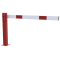 Compact hand barrier | with fixed support post | clear width: 1500 mm | with profile cylinder lock | hot-dip galvanized and coated red / white
